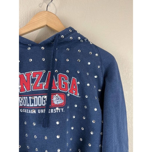 Furst Of A Kind Womens Cropped Hoodie Studded‎ Drawstring Gonzaga Bulldog Blue - Picture 4 of 11